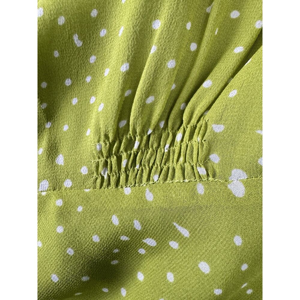 Cynthia Howie Silk Dress Size 12 Lime Green Abstract Dot Sleeveless Lined - Picture 5 of 10